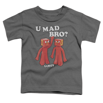 Charcoal toddler t-shirt with Gumby U Mad Bro graphic
