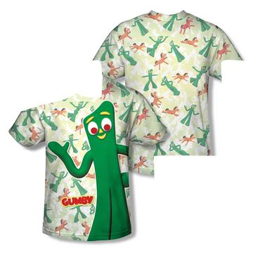 Gumby Friendly Greeting youth all-over print t-shirt for ages 8 to 12