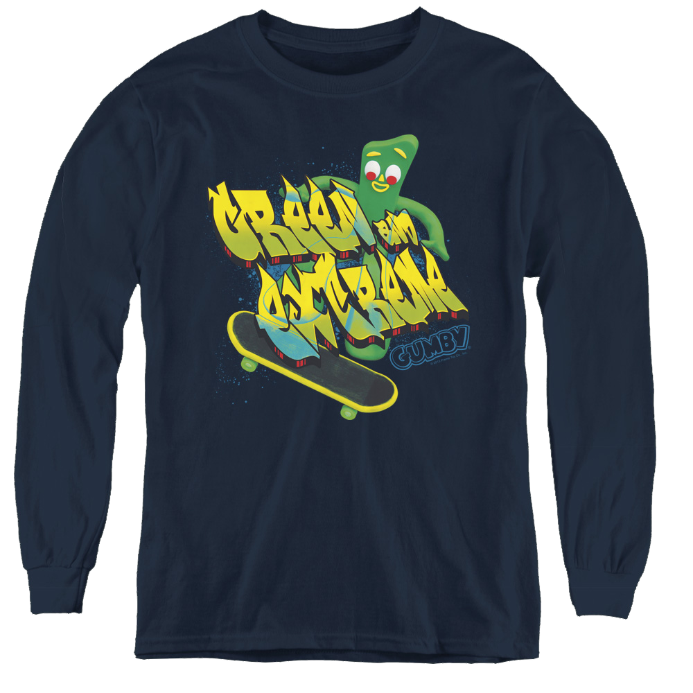 Gumby Green And Extreme - Youth Long Sleeve T-Shirt Youth Long Sleeve T-Shirt Gumby   