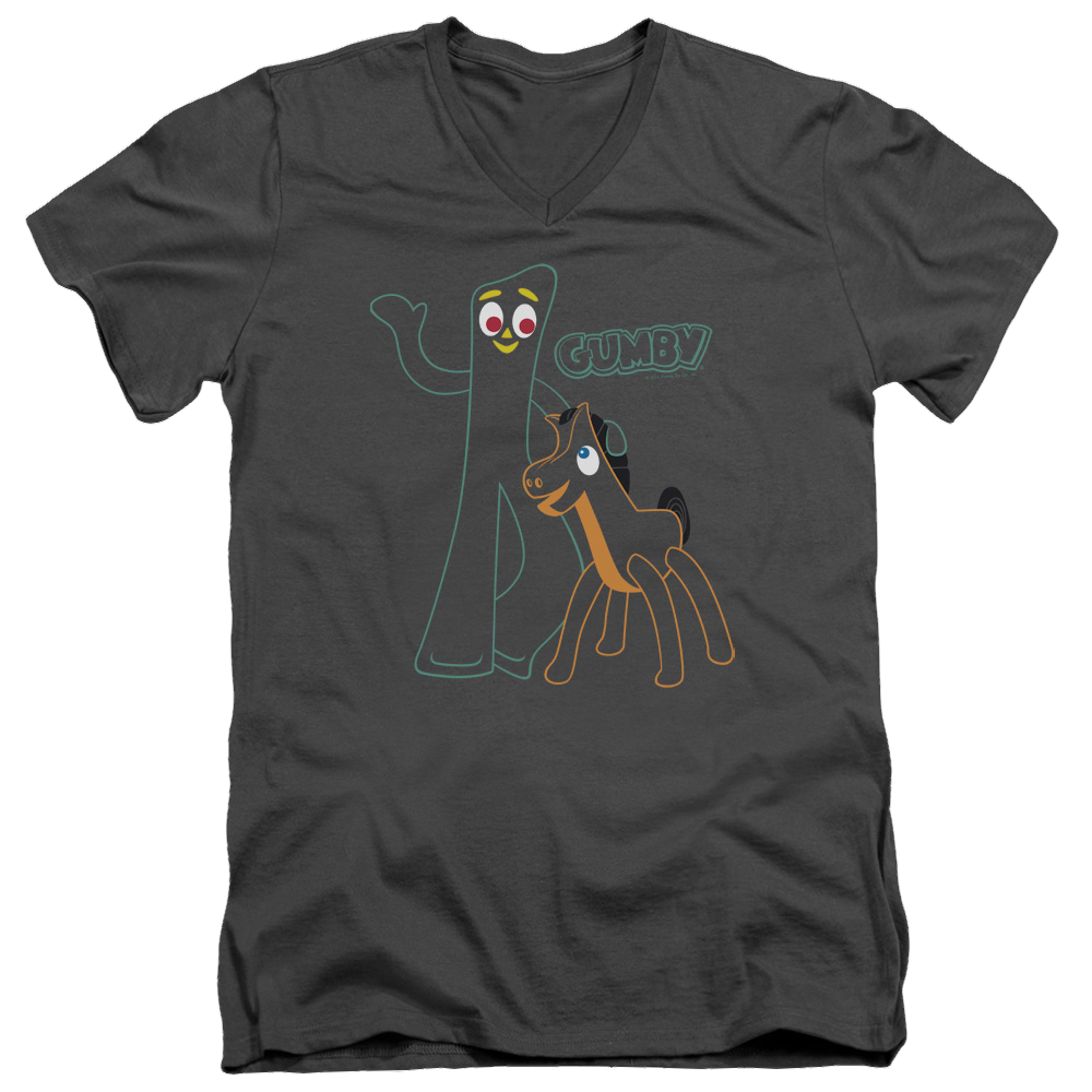 Gumby Outlines Men's V-Neck T-Shirt Men's V-Neck T-Shirt Gumby   