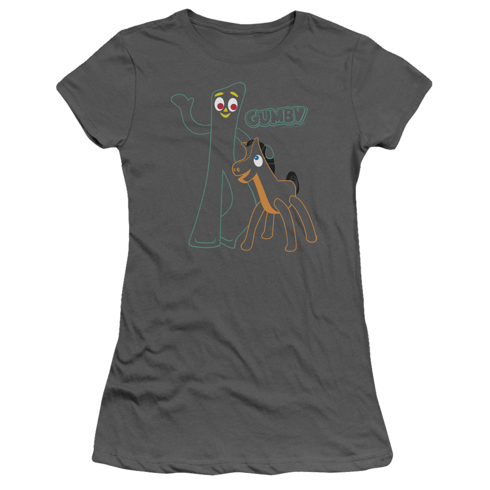 Gumby Outlines Juniors T-Shirt Juniors T-Shirt Gumby   