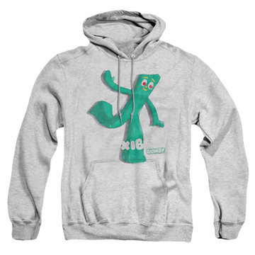 Athletic heather pullover hoodie with Gumby Flex graphic