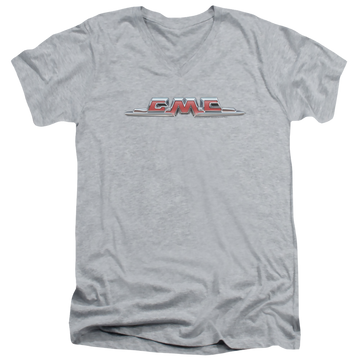 Athletic heather men's v-neck t-shirt with GMC Chrome Logo graphic