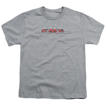 Athletic heather youth t-shirt for ages 8 to 12 with GMC Chrome Logo graphic