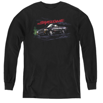 Black youth long sleeve t-shirt with GMC Syclone graphic