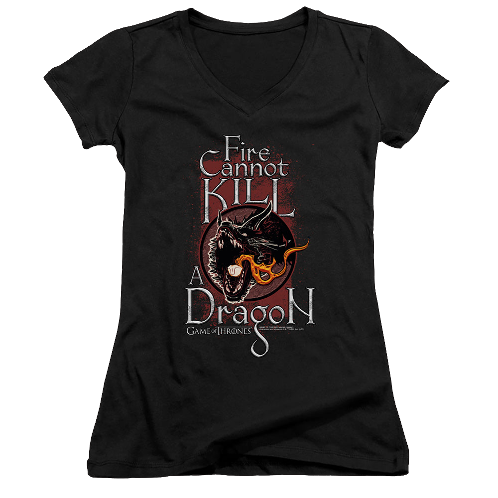 Game of Thrones Fire Cannot Kill A Dragon - Juniors V-Neck T-Shirt Juniors V-Neck T-Shirt Game of Thrones   