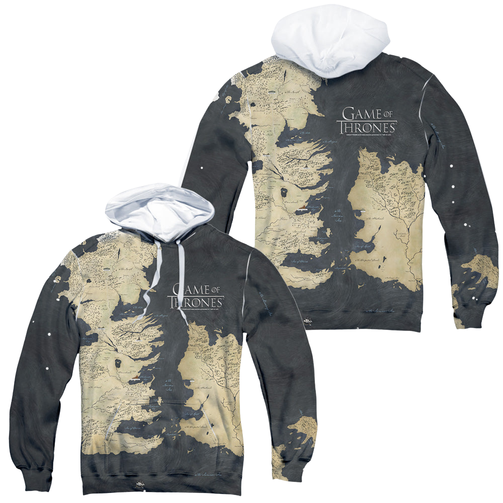 Game of Thrones Westeros Map (Front/Back Print) - All-Over Print Pullover Hoodie All-Over Print Pullover Hoodie Game of Thrones   