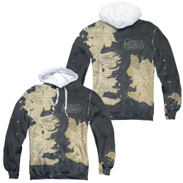 Game of Thrones Westeros Map (Front/Back Print) - All-Over Print Pullover Hoodie All-Over Print Pullover Hoodie Game of Thrones   