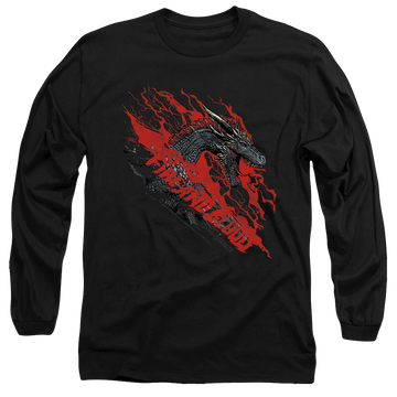 Black men's long sleeve t-shirt with Game of Thrones Fire And Blood Dragon graphic