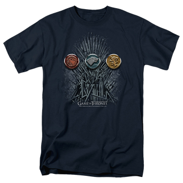 Navy men's regular fit t-shirt with Game of Thrones For The Throne Sigils graphic