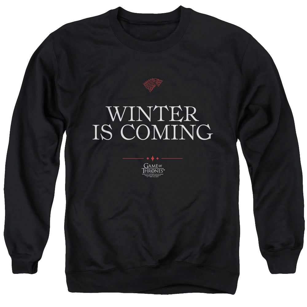 Game of Thrones Winter Is Coming Text - Men's Crewneck Sweatshirt Men's Crewneck Sweatshirt Game of Thrones   
