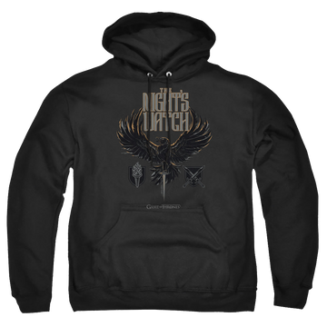 Black pullover hoodie with Game of Thrones The Nights Watch graphic