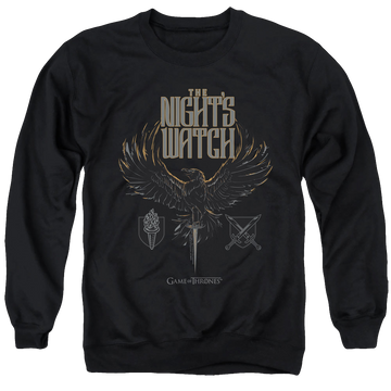 Black men's crewneck sweatshirt with Game of Thrones The Nights Watch graphic