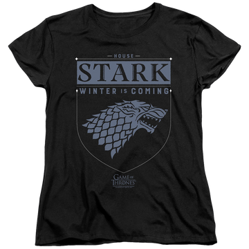 Black women's t-shirt with Game of Thrones House Stark Sigil graphic