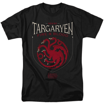 Black men's regular fit t-shirt with Game of Thrones House Targaryen Sigil graphic