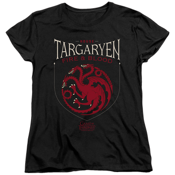 Black women's t-shirt with Game of Thrones House Targaryen Sigil graphic