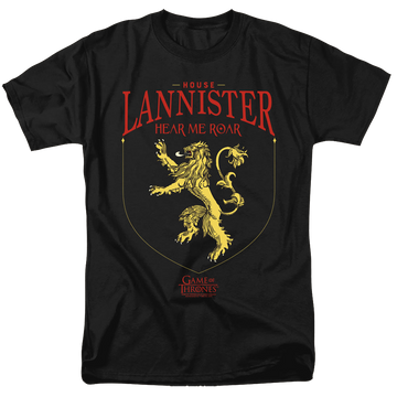 Black men's regular fit t-shirt with Game of Thrones House Lannister Sigil graphic