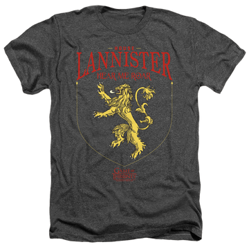 Charcoal men's heather t-shirt with Game of Thrones House Lannister Sigil graphic