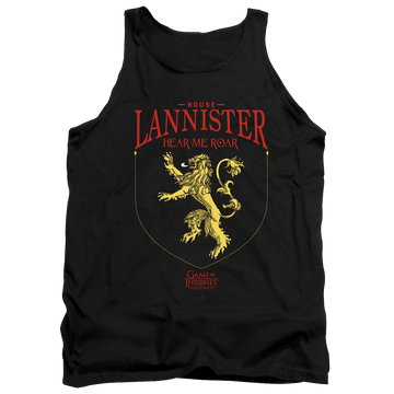 Black men's tank with Game of Thrones House Lannister Sigil graphic