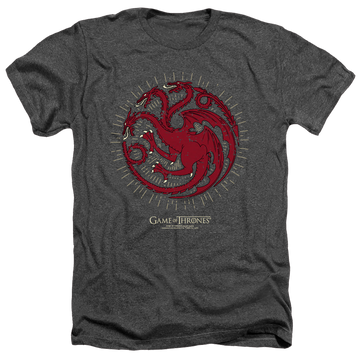 Charcoal men's heather t-shirt with Game of Thrones Targaryen Burst Sigil graphic