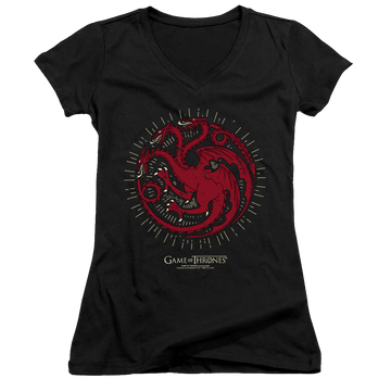 Game of Thrones Targaryen Burst Sigil - Juniors V-Neck T-Shirt Juniors V-Neck T-Shirt Game of Thrones   
