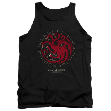 Black men's tank with Game of Thrones Targaryen Burst Sigil graphic