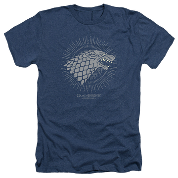 Navy men's heather t-shirt with Game of Thrones Stark Burst Sigils graphic