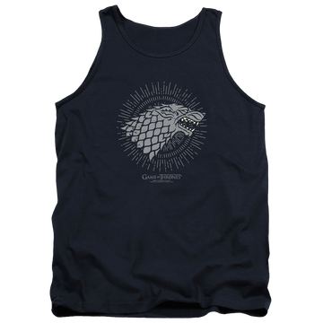 Navy men's tank with Game of Thrones Stark Burst Sigils graphic