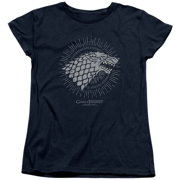 Navy women's t-shirt with Game of Thrones Stark Burst Sigils graphic
