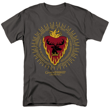 Charcoal men's regular fit t-shirt with Game of Thrones Stannis Baratheon Burst Sigils graphic