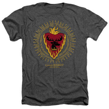 Charcoal men's heather t-shirt with Game of Thrones Stannis Baratheon Burst Sigils graphic