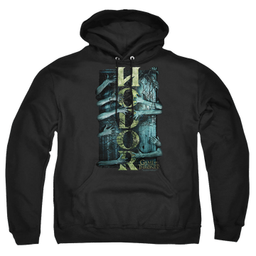 Black pullover hoodie with Game of Thrones Hodor graphic