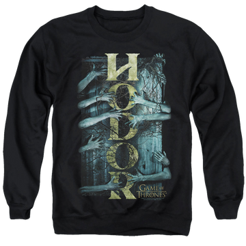 Black men's crewneck sweatshirt with Game of Thrones Hodor graphic