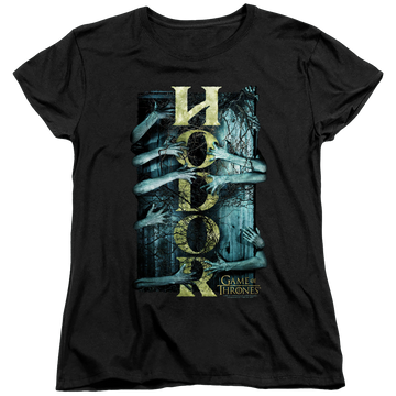 Black women's t-shirt with Game of Thrones Hodor graphic
