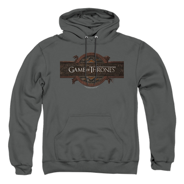 Charcoal pullover hoodie with Game of Thrones Title Sequence Logo graphic