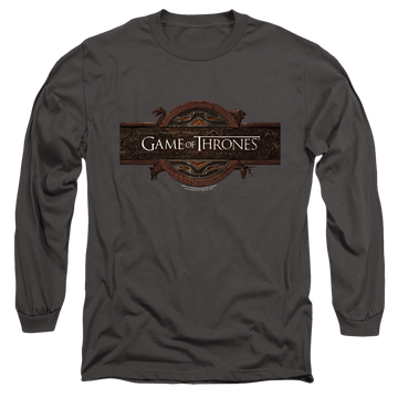 Charcoal men's long sleeve t-shirt with Game of Thrones Title Sequence Logo graphic