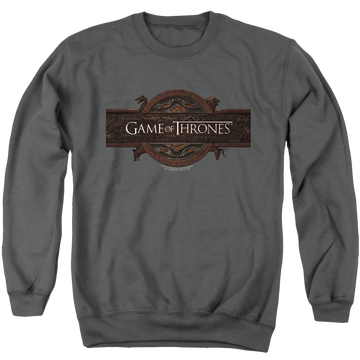Charcoal men's crewneck sweatshirt with Game of Thrones Title Sequence Logo graphic