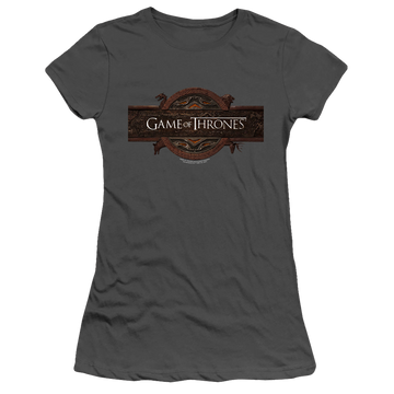 Charcoal juniors t-shirt with Game of Thrones Title Sequence Logo graphic
