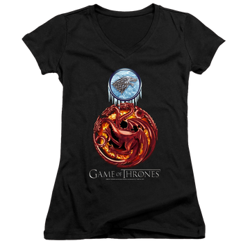 Game of Thrones Combined Targaryn And Stark - Juniors V-Neck T-Shirt Juniors V-Neck T-Shirt Game of Thrones   