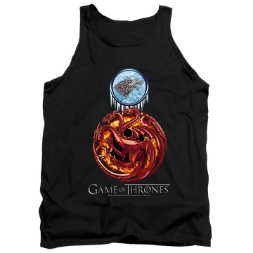 Black men's tank with Game of Thrones Combined Targaryn And Stark graphic