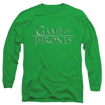 Kelly green men's long sleeve t-shirt with Game of Thrones Chrome Logo graphic