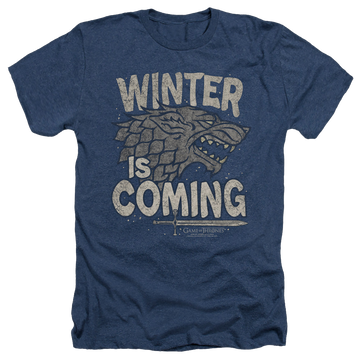 Navy men's heather t-shirt with Game of Thrones Winter Is Coming graphic