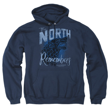 Navy pullover hoodie with Game of Thrones The North Remembers graphic