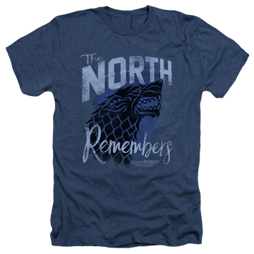 Navy men's heather t-shirt with Game of Thrones The North Remembers graphic