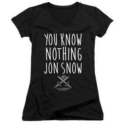 Game of Thrones You Know Nothing Jon Snow - Juniors V-Neck T-Shirt Juniors V-Neck T-Shirt Game of Thrones   