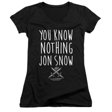 Game of Thrones You Know Nothing Jon Snow - Juniors V-Neck T-Shirt Juniors V-Neck T-Shirt Game of Thrones   