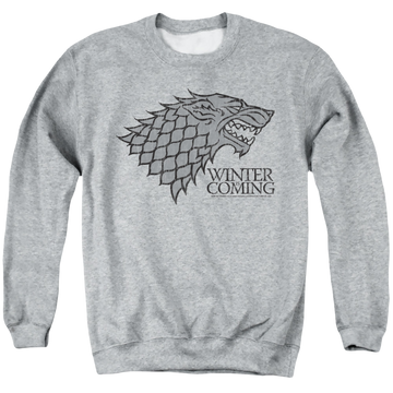 Athletic heather men's crewneck sweatshirt with Game of Thrones Stark Winter Is Coming On Gray graphic