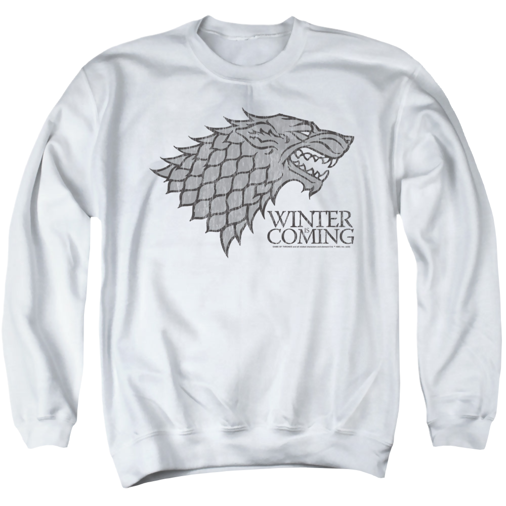 Game of Thrones Stark Winter Is Coming On White - Men's Crewneck Sweatshirt Men's Crewneck Sweatshirt Game of Thrones   
