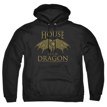Black pullover hoodie with House of the Dragon Dragon Wings graphic