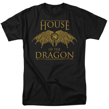 Black men's regular fit t-shirt with House of the Dragon Dragon Wings graphic